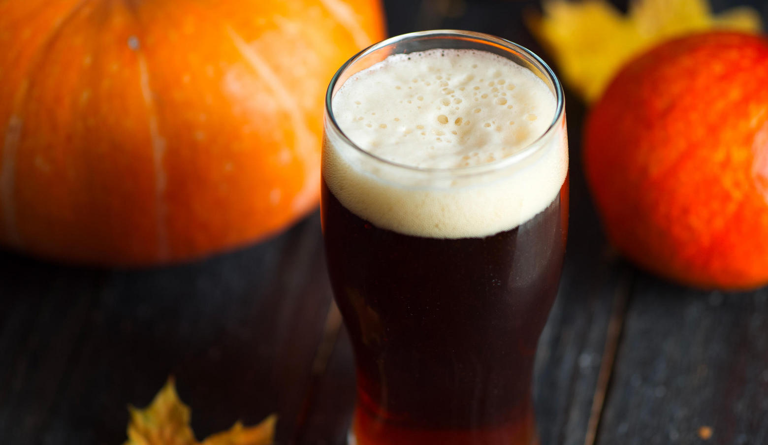 Glass of pumpkin beer